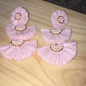 Gaetana Pale Pink Raffia Earrings